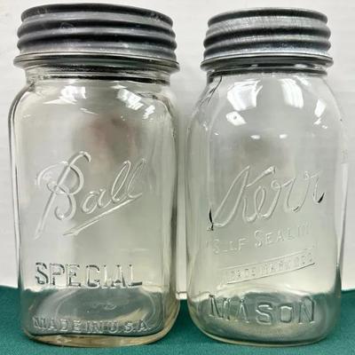 Vintage "Ball" Special and "Kerr" Mason Jars with Zinc Lids