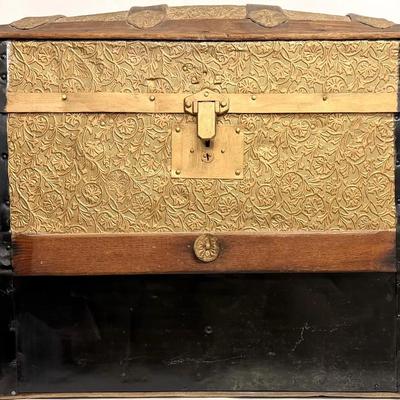 Antique Humpback Steamer Trunk