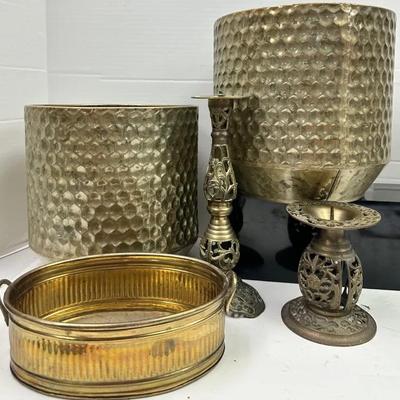 Vintage Brass Home Décor – Planters and Candle Holders 