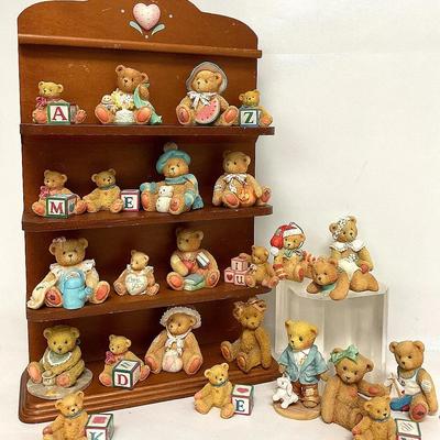 “P. Hillman” Cherished Teddies Figurines & Display Shelf