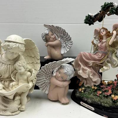 Angel Figurines – Cherub Set and Angel on Swing