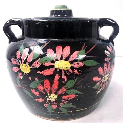 Hand-Painted Pottery Jar With Lid