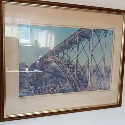 New River Gorge Bridge Under Construction – Framed Historic Print