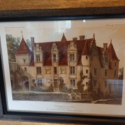 Victor Petit “Château de la Côte” Framed Lithograph – French Historic Château Scene