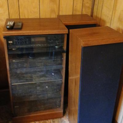 Stereo System with Cabinet – Fisher Speakers, Components & Media Storage