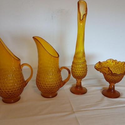 Golden Hobnail Kanawha? Glass Collection – Elegant Vintage Amber Pieces