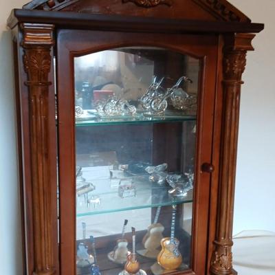 Swarovski Crystal & Decorative Figurine Collection with Wall Curio Cabinet