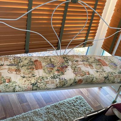 Vintage Metal Daybed-Style Bench with Upholstered Seat