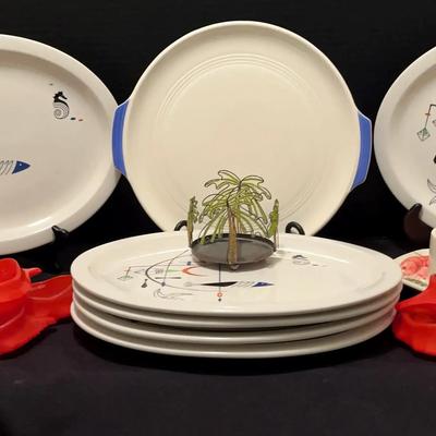 Fish-Themed Mid-Century Plates with Coastal & Beach-Inspired Decor