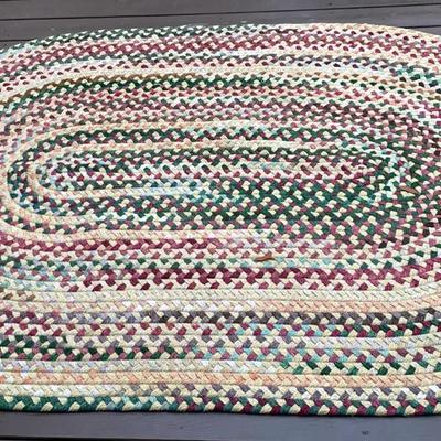 Multi-Colored Braided Oval Rug – 6'1½" W × 8' L