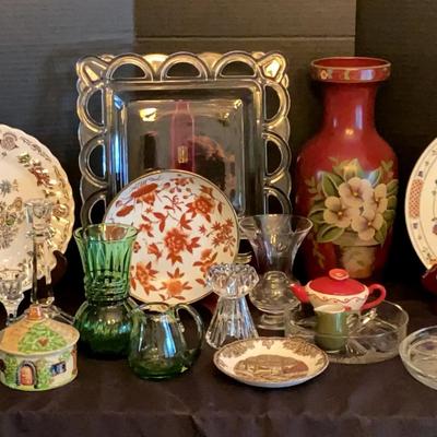 Decorative Plates, Johnson Brothers & Noritake China with Crystal-Style Serving Pieces