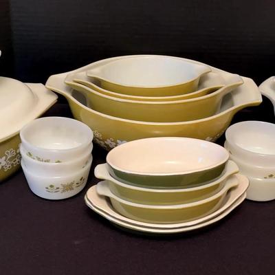 Vintage Pyrex “Spring Blossom Green” Collection with Anchor Hocking & Hall Pieces