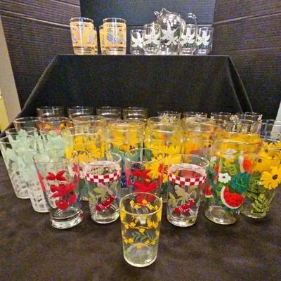 Vintage Printed Drinkware Collection Featuring Flintstones, Robin Hood, Florals & Fruit Designs