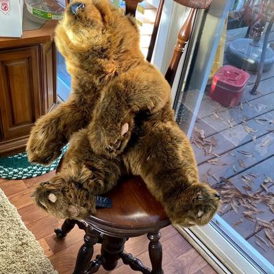 Vintage Wooden Swivel Stool with Ditz by The Hen House Bear