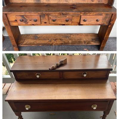 Vintage Distressed Wood Cabinets – Set of Two