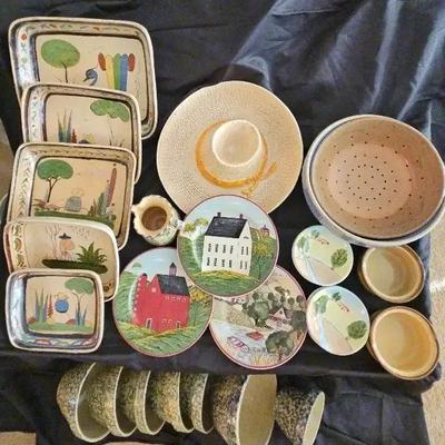 Decorative Pottery Bowls, Hand-Painted Plates & Assorted Tableware