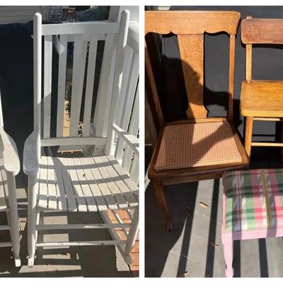 Collection of Wooden Chairs & Bench — Multiple Styles