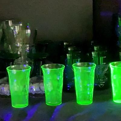 Green Glass Collection Featuring 4 Glowing Uranium Glasses