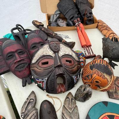 Masks, items from South Africa, Guatemala, Mexico, etc. 