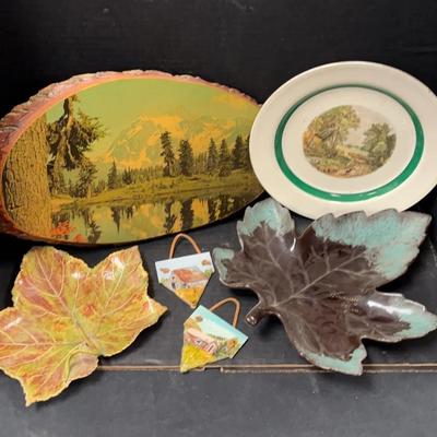 Nature Inspired Autumnal Art: Homer Laughlin Plate, Winnipeg Man Ceramic Leaf 