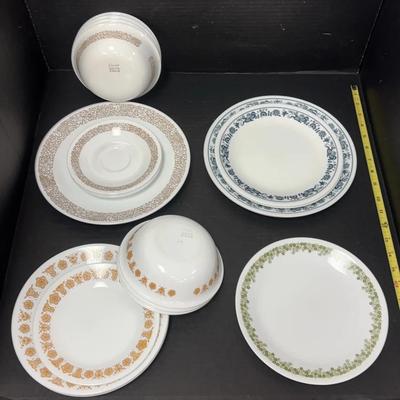 26 Piece Lot Of Corelle By Corning Plates And Bowls, 4 Different Patterns