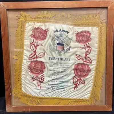 United States Army Sweetheart Satin Cover 16”x16” (excluding Fringe)