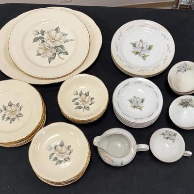 Antique Magnolia Plates From Homer Laughlin And Rosalinda By Yamaka Japan