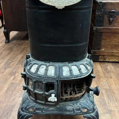 Antique Quad Cast Iron Parlor Stove 30”x19”x14.5”