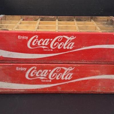 2 Wooden Coca Cola Crates With Knick Knacks 