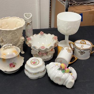 Whimsical Assortment Of Floral And Gold Glassware 