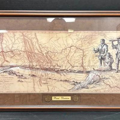 ‘A Map Of Lewis And Clark’s Track’ Print By Brian Morger With 2 Sacagawea Dollar Coins 17”x3”