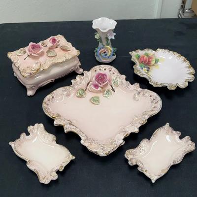 Antique Pink And Gold Ornate Glassware From Japan And China