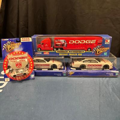 Dodge Test Team Collectible Set (1 1:64 Car, 2 1:24 Cars, One 1:64 Trailer Rig)