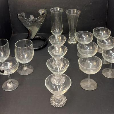 Lot Of Vintage Glassware Including Murano Glass Art Vase