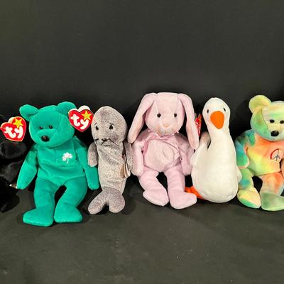 Fun Beanie Baby Bundle – Peace, Erin, Blackie, Floppity, Gracie & Slippery