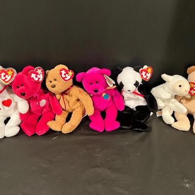 Beanie Babies Collector Lot – Valentino, Valentina, Curly, Millennium, Fortune, Fleece & Huggy