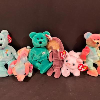 Beanie Baby Mix – Peace, Erin, Ariel, Sammy, Jolly & Flip