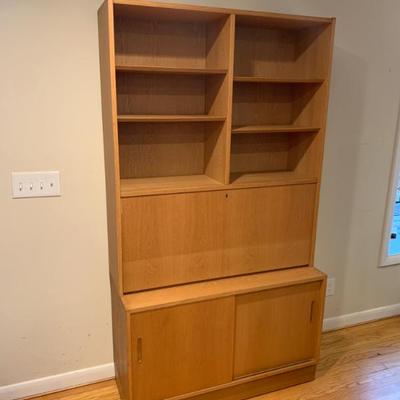 Sale Photo Thumbnail #40: Mid. Century Swedish Yngvar Sandstrom bookshelf with drop-front desk,