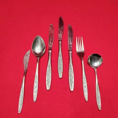 7-Pc Ekco Eterna "Rose Cotillion" Custom Stainless Flatware Replacements