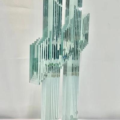 Vintage Hand-Cut Glass Saguaro Cactus Sculpture – 17.5” Tall