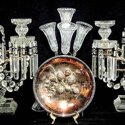 Elegant Antique Crystal & Silver-Plated Décor Ensemble