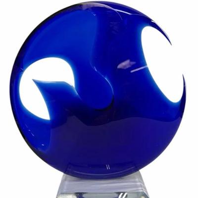 Rare Peter Vanderlaan Art Glass Blue Abstract Sculpture