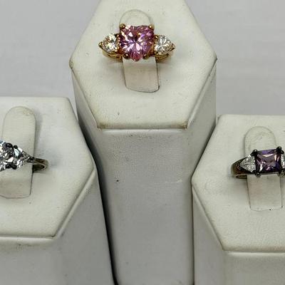 Trio of Sterling Gemstone Rings (sz 5)