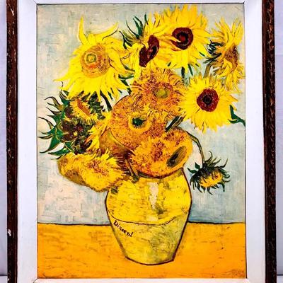 Framed Reproduction of Vincent van Gogh's "Sunflowers"