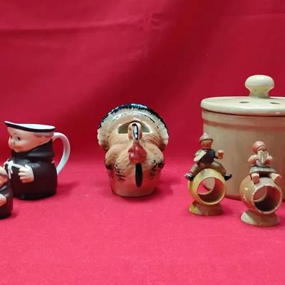 Quirky Vintage Bundle Feat. Western German Monks, Erzgebirge Napkin Rings + More