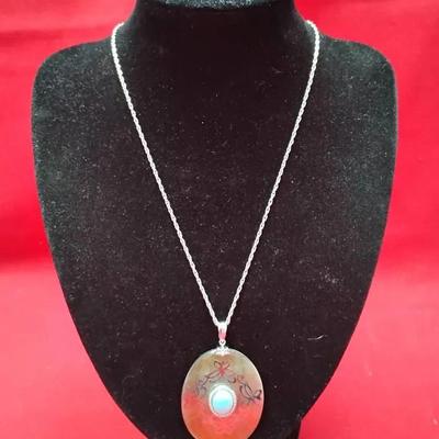Sterling Silver Larimar & Mother Of Pearl Pendant and Matching Ring