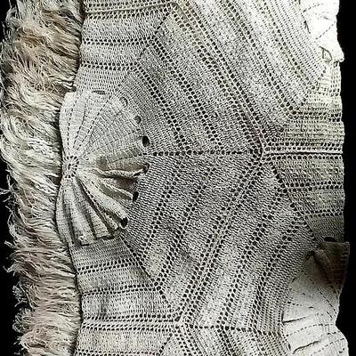 Vintage Hand-Crocheted Bedspread Or Table Piece 
