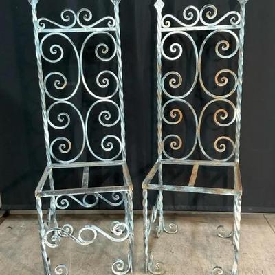 Wrought Iron Twisted Highback Chairs