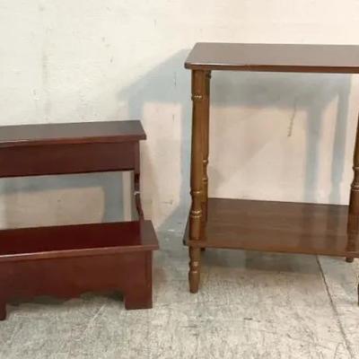 Cherry Step Stool And Side Table 