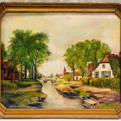 Vintage Impressionist, Dutch landscape oil painting signed by C. Smith.